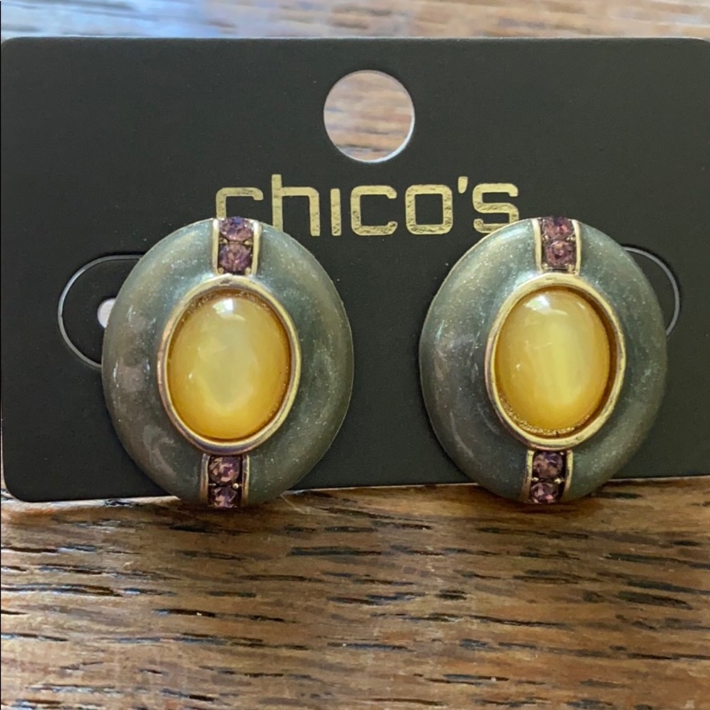Chico Earring set NWT in gold bag ( pierced ear) - Picture 2 of 6